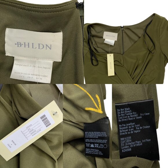 BHLDN Chelle Dress Gown 4 Olive Green Short Sleeve Maxi Anthropologie Party - Picture 5 of 11